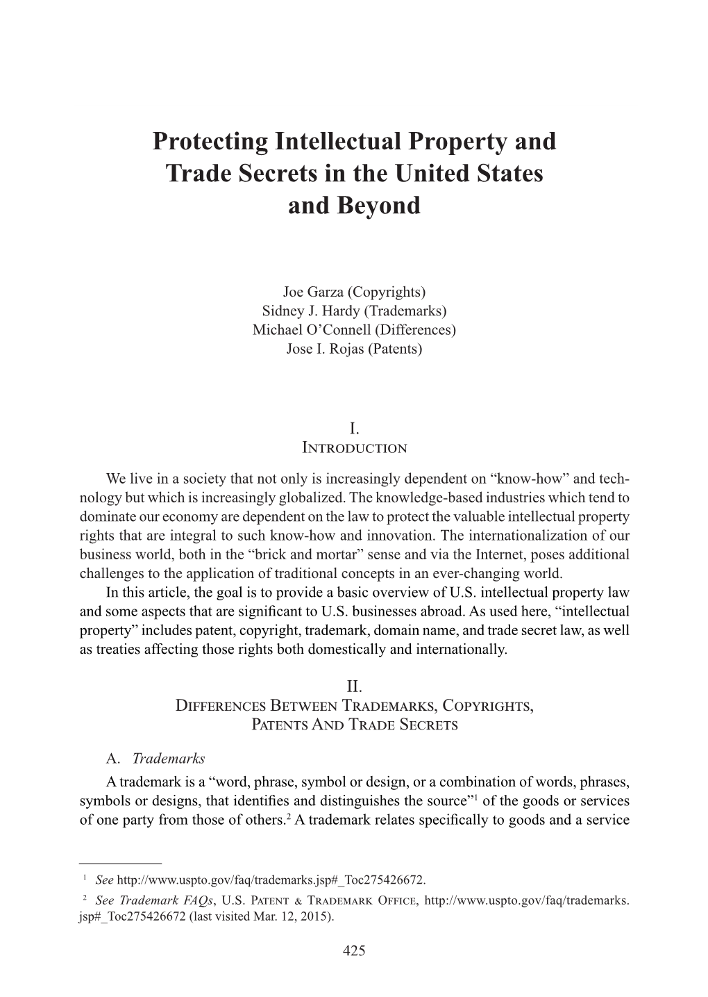Protecting Intellectual Property and Trade Secrets in the United States and Beyond