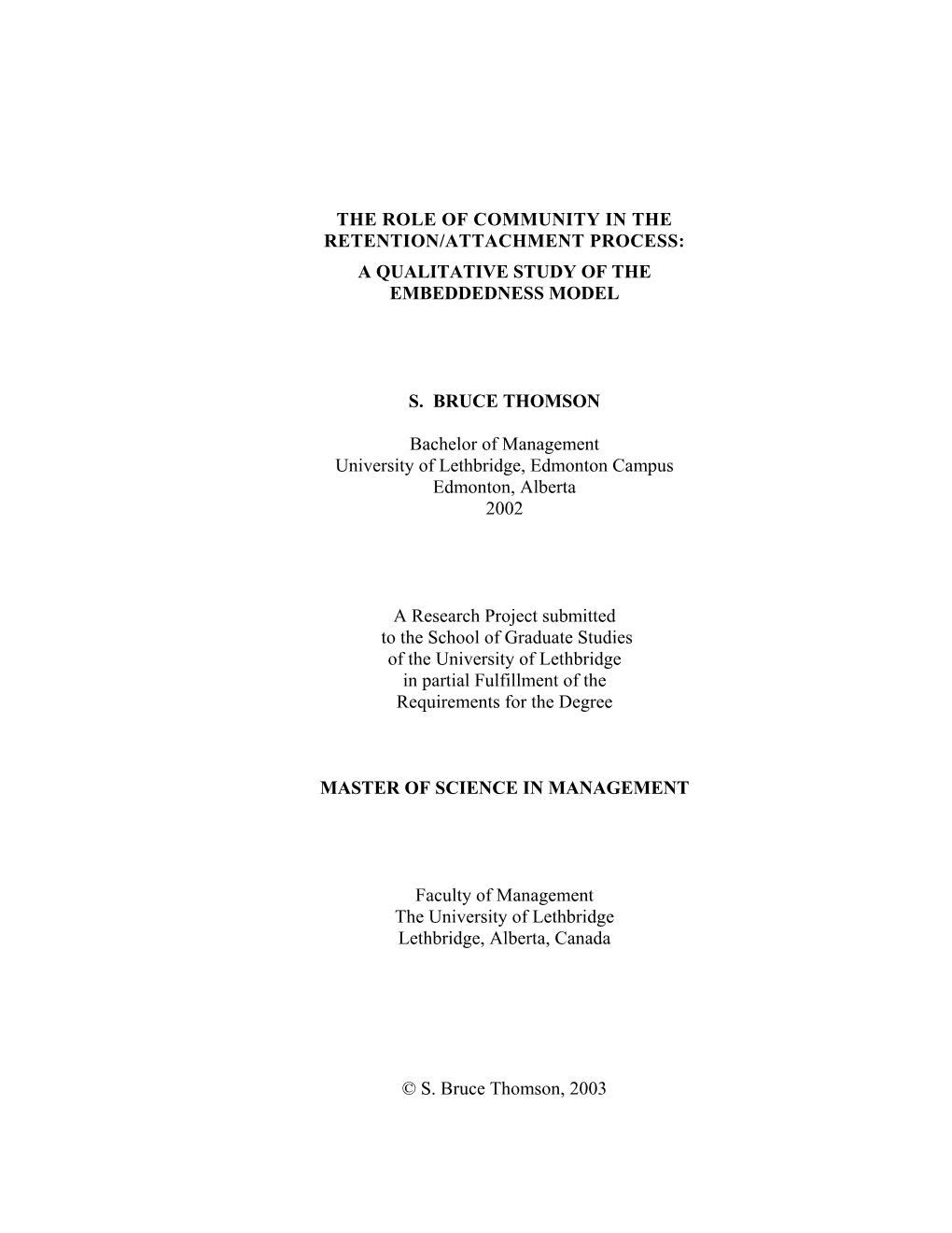 The Role of Community in the Retention/Attachment Process: a Qualitative Study of the Embeddedness Model