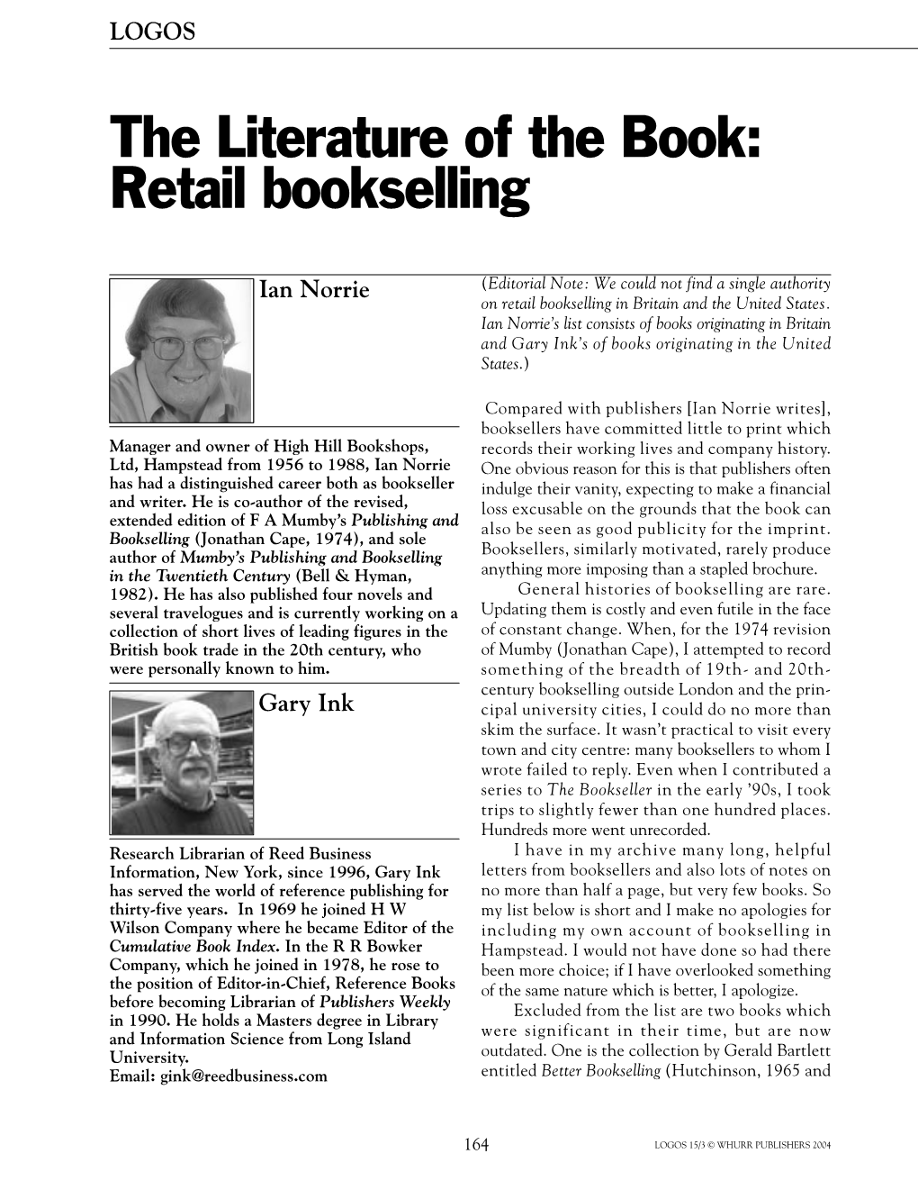 Retail Bookselling