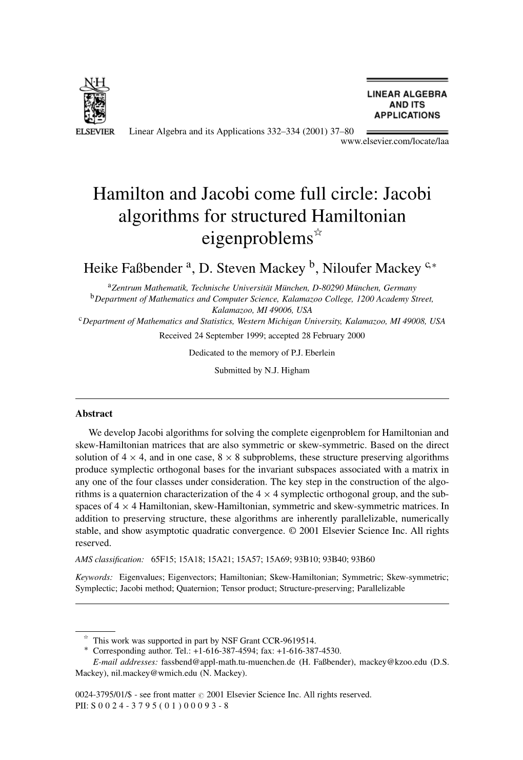 Jacobi Algorithms for Structured Hamiltonian Eigenproblems