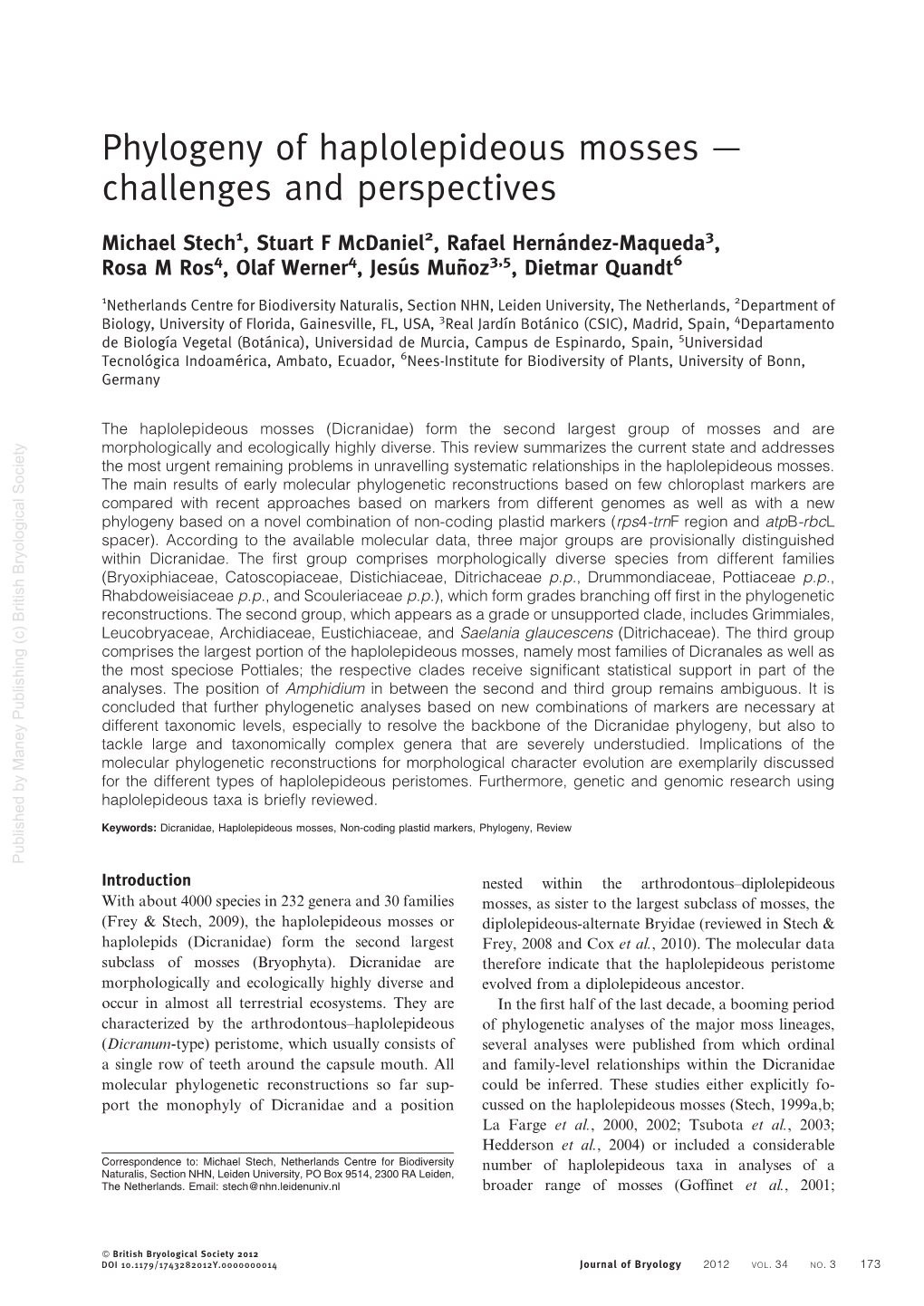 Phylogeny of Haplolepideous Mosses