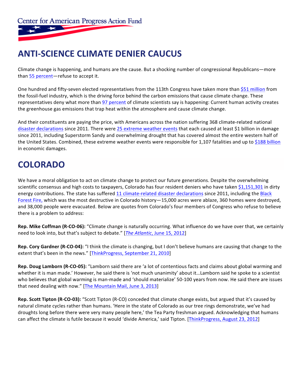 Anti-‐Science Climate Denier Caucus Colorado