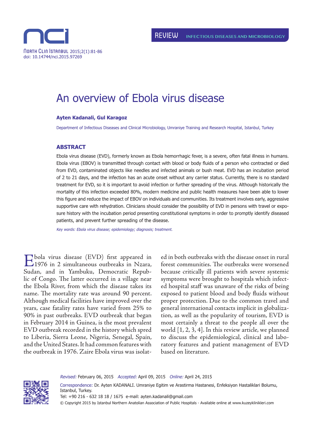 An Overview of Ebola Virus Disease