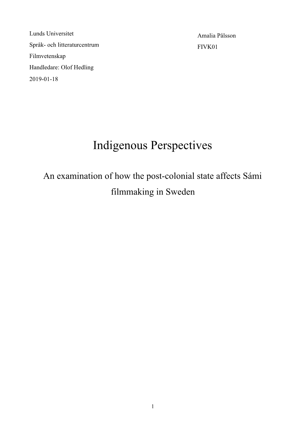 Indigenous Perspectives