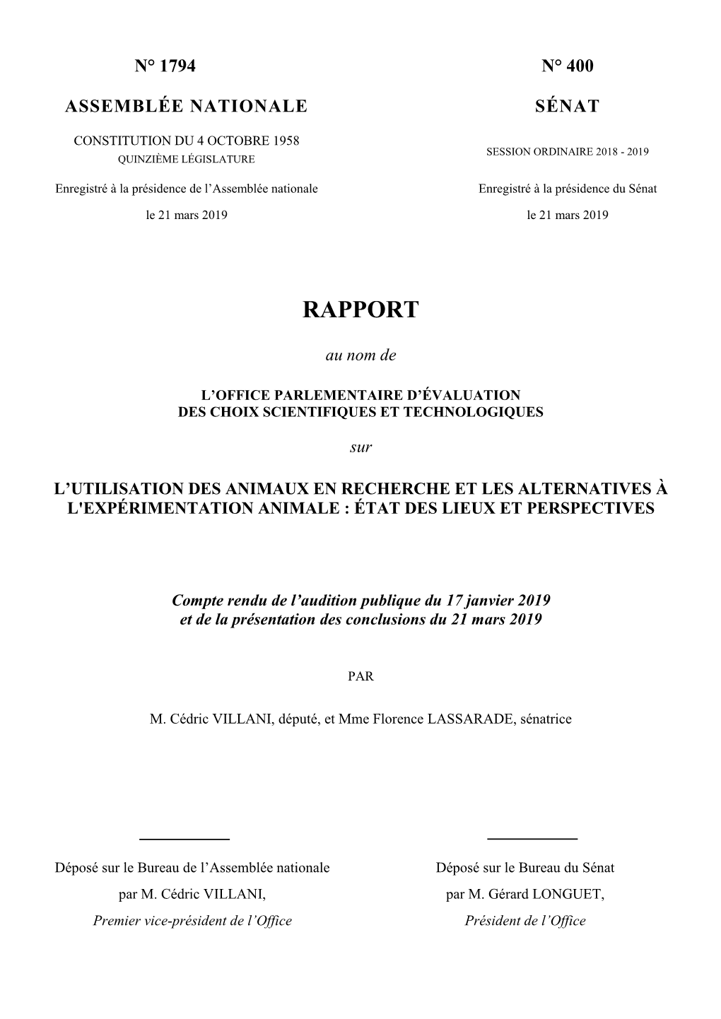 Compte-Rendu De L'audition OPECST Du 17 Janvier