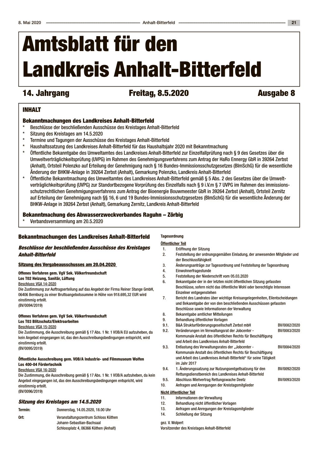 Amtsblatt Für Den Landkreis Anhalt-Bitterfeld 14