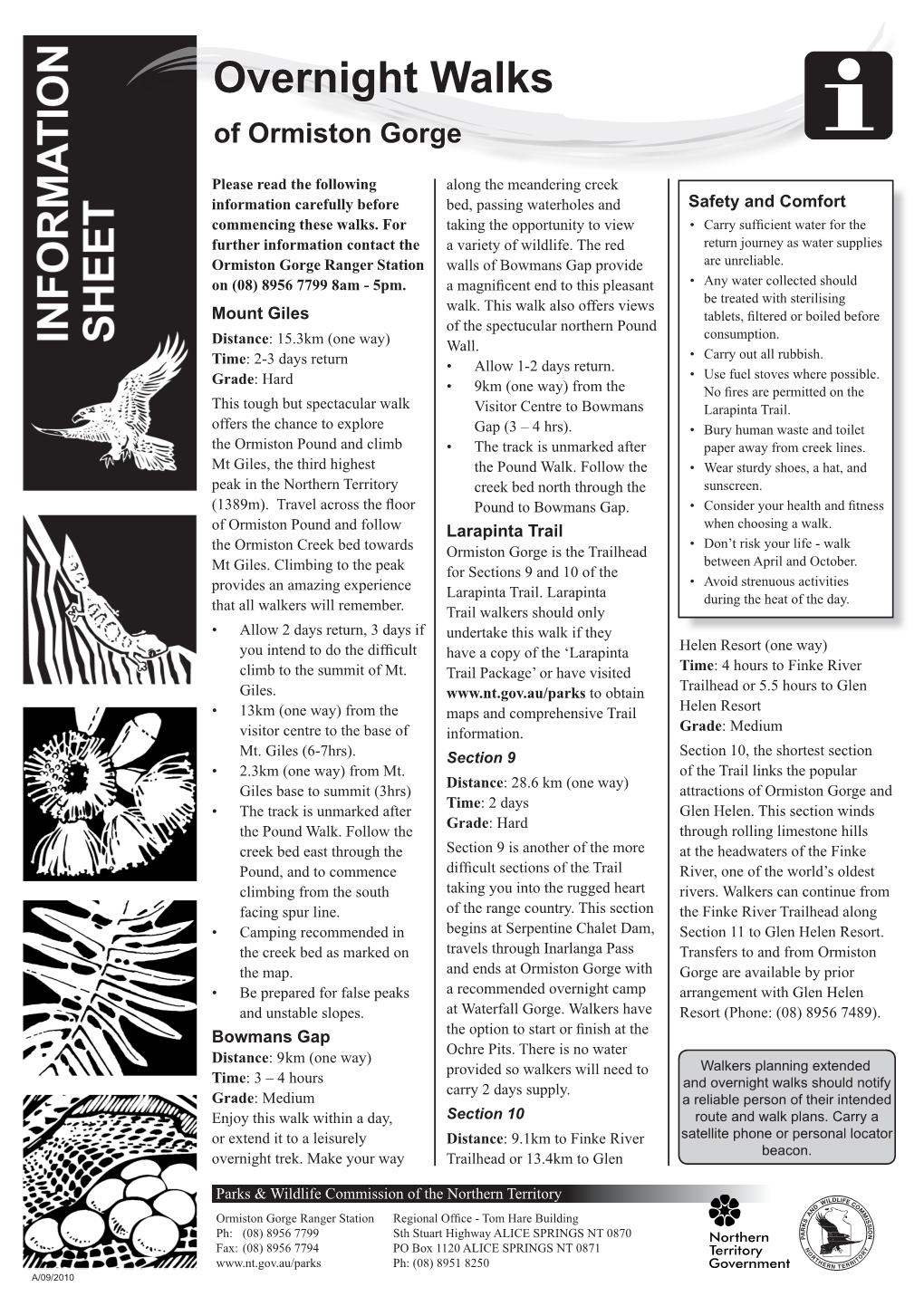 Ormiston Gorge Overnight Walks Fact Sheet