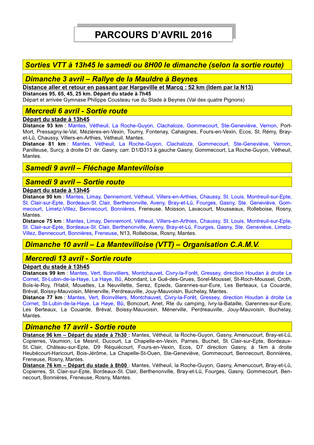 Parcours D'avril 2016