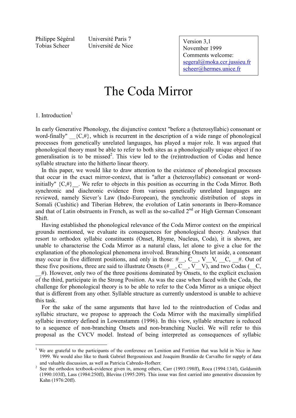 Ségéral & Scheer: the Coda Mirror