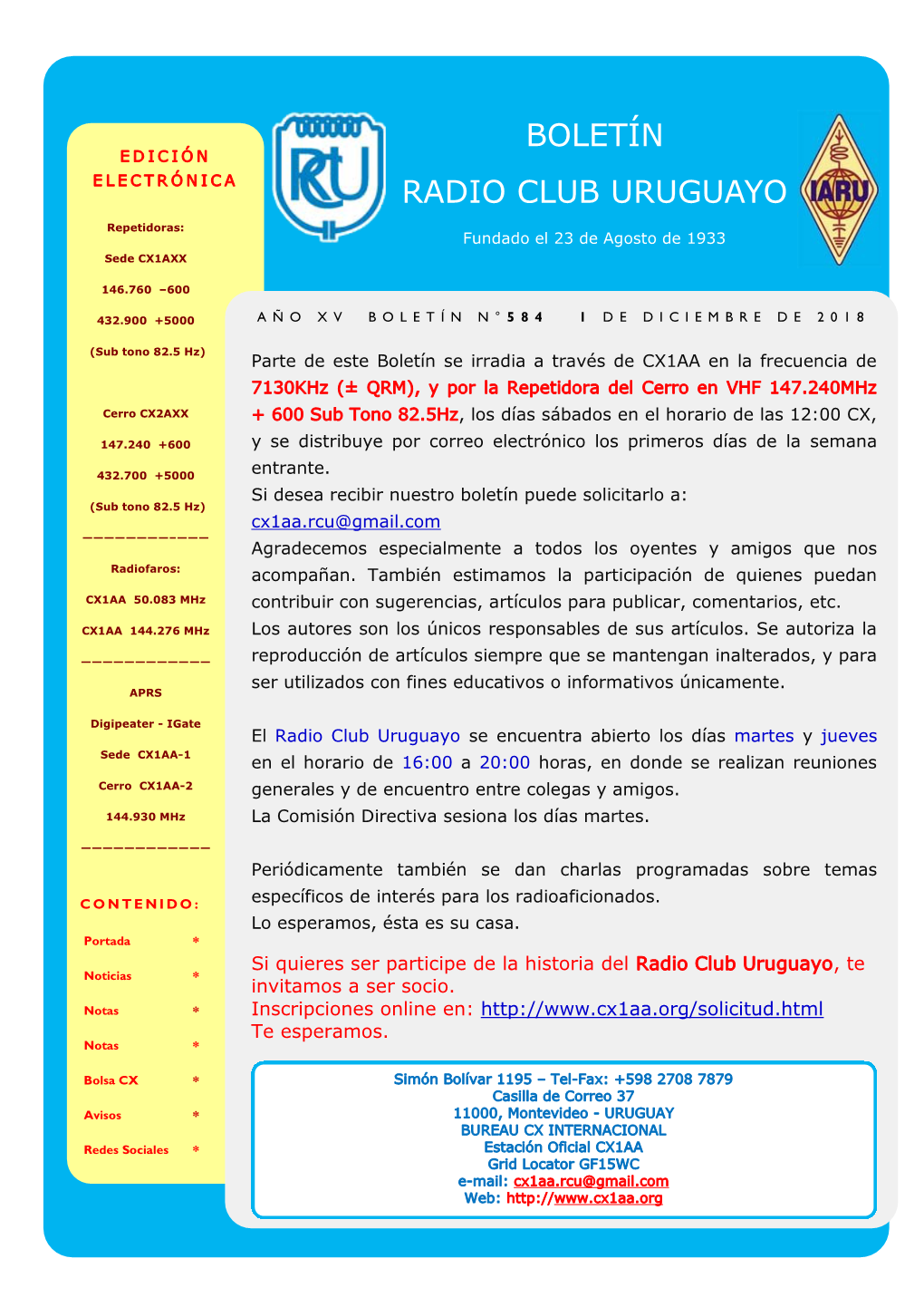 Boletín Radio Club Uruguayo