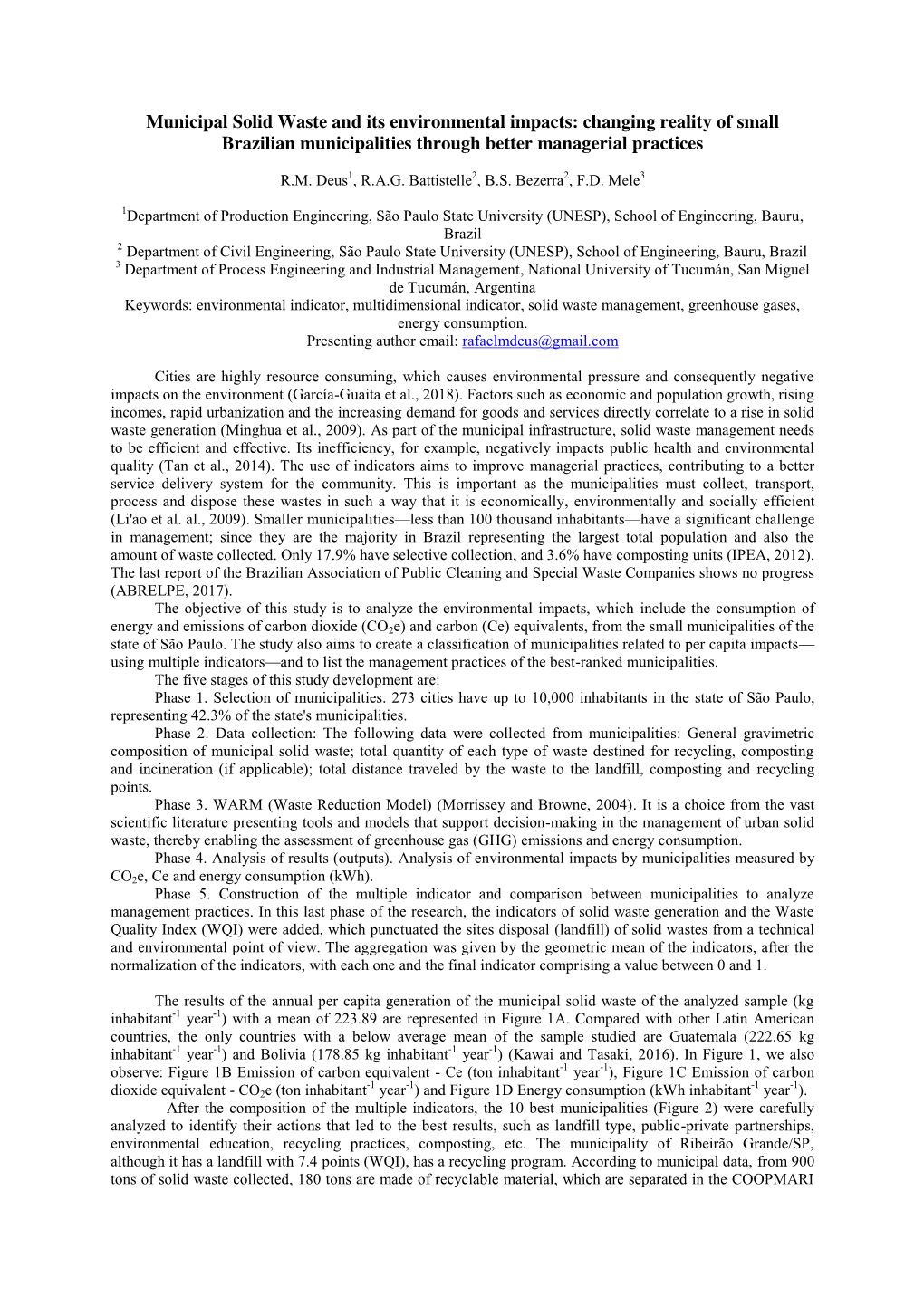 Municipal Solid Waste and Its Environmental Impacts: Changing Reality of Small Brazilian Municipalities Through Better Managerial Practices