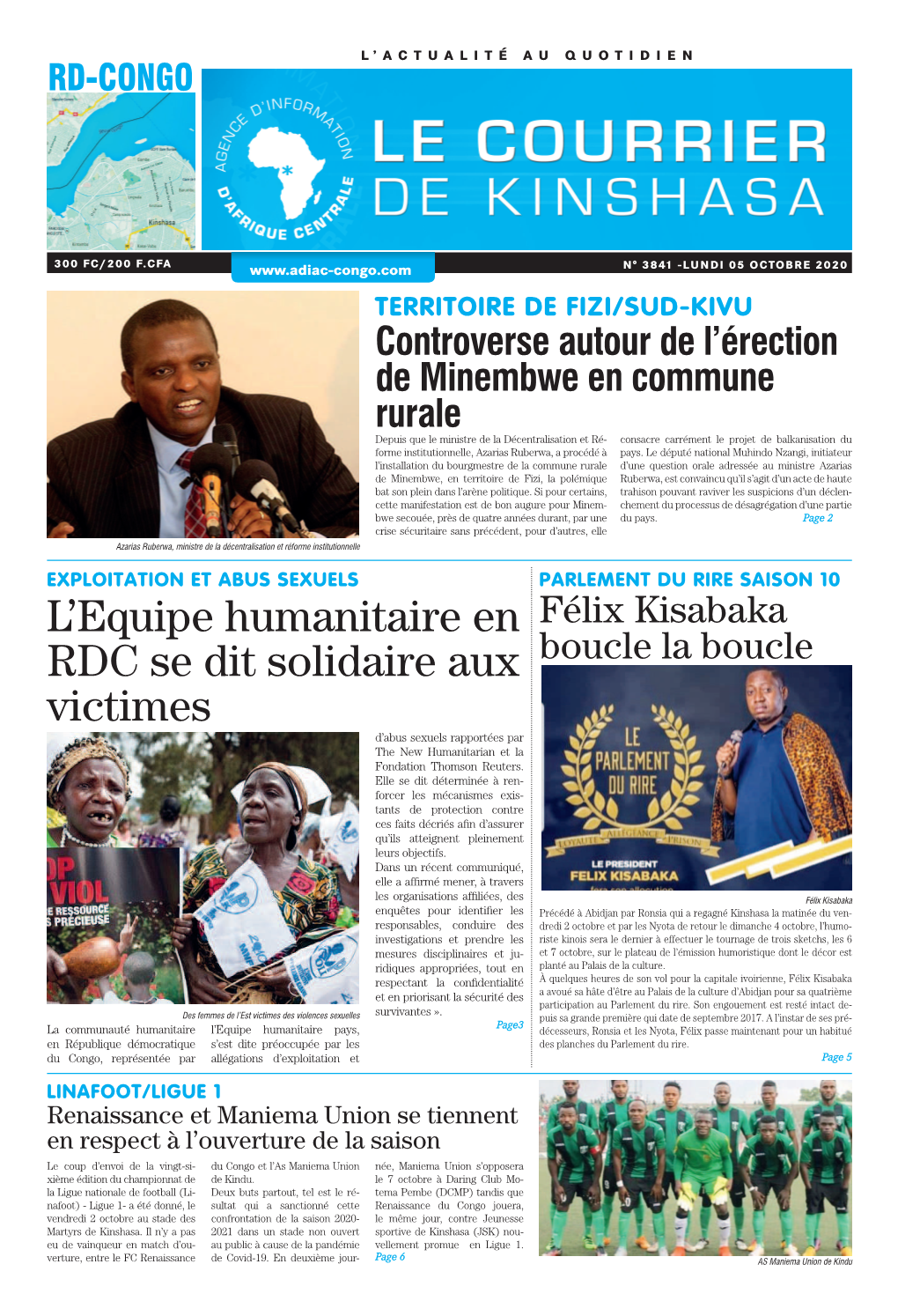 L'equipe Humanitaire En RDC Se Dit Solidaire Aux Victimes