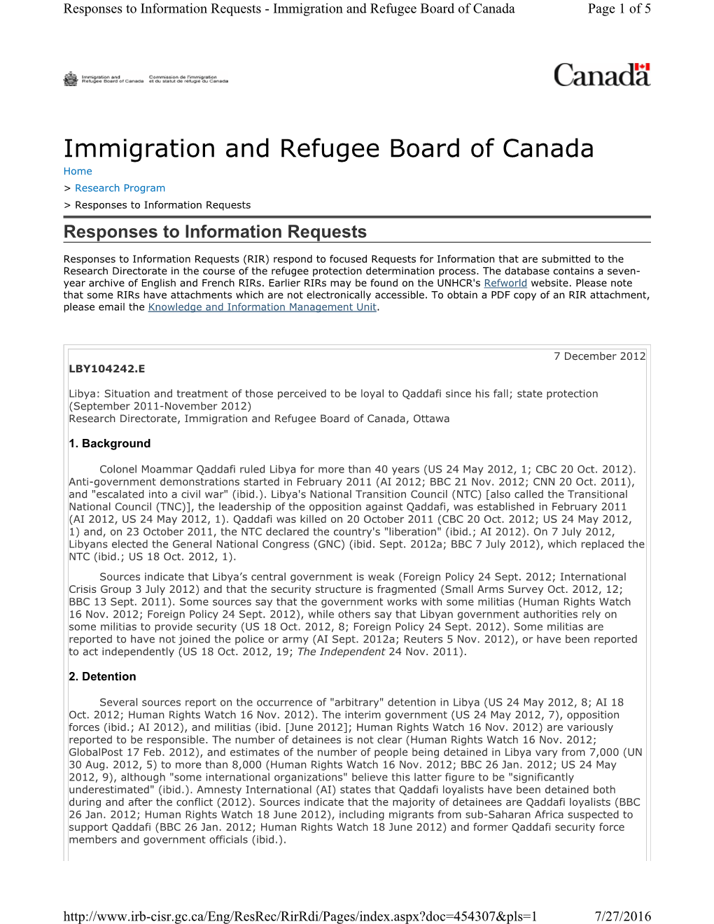 Immigration and Refugee Board of Canada Page 1 of 5