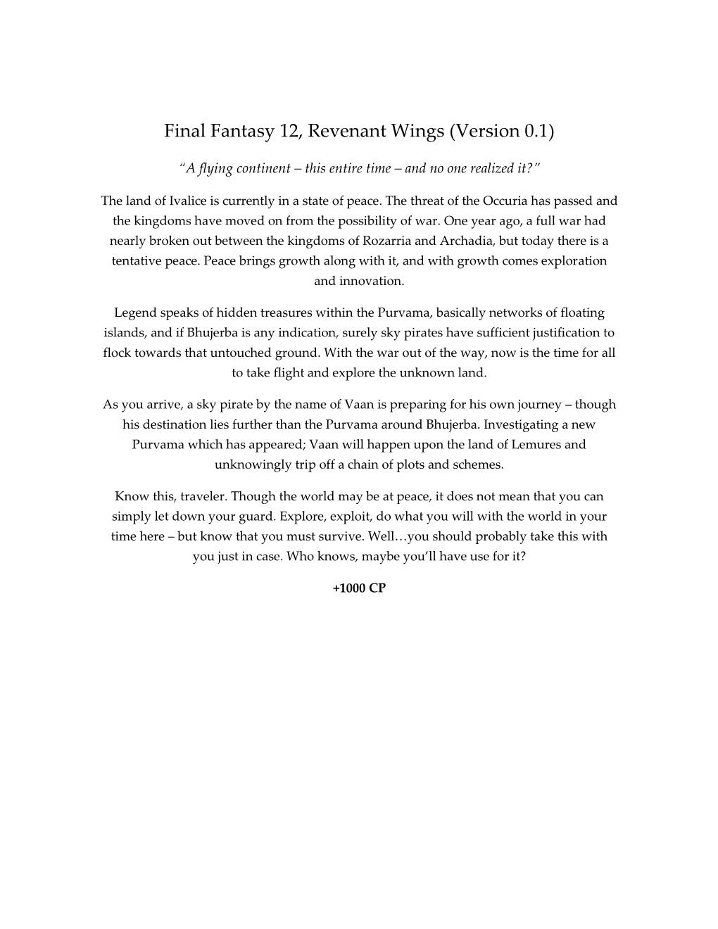 Final Fantasy 12, Revenant Wings (Version 0.1)