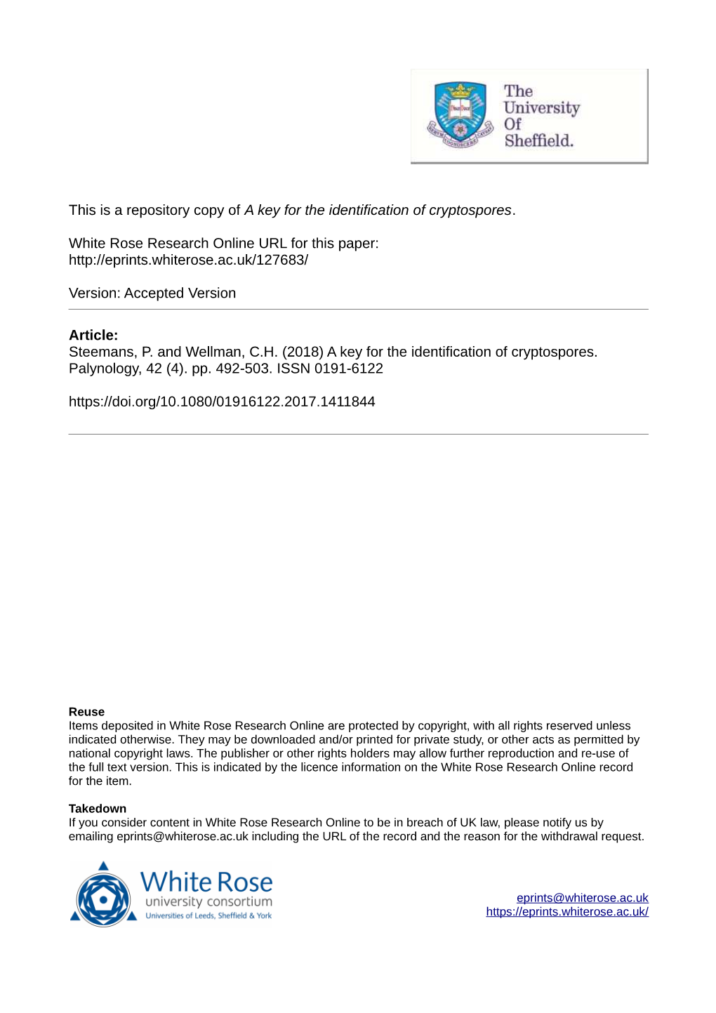 A Key for the Identification of Cryptospores