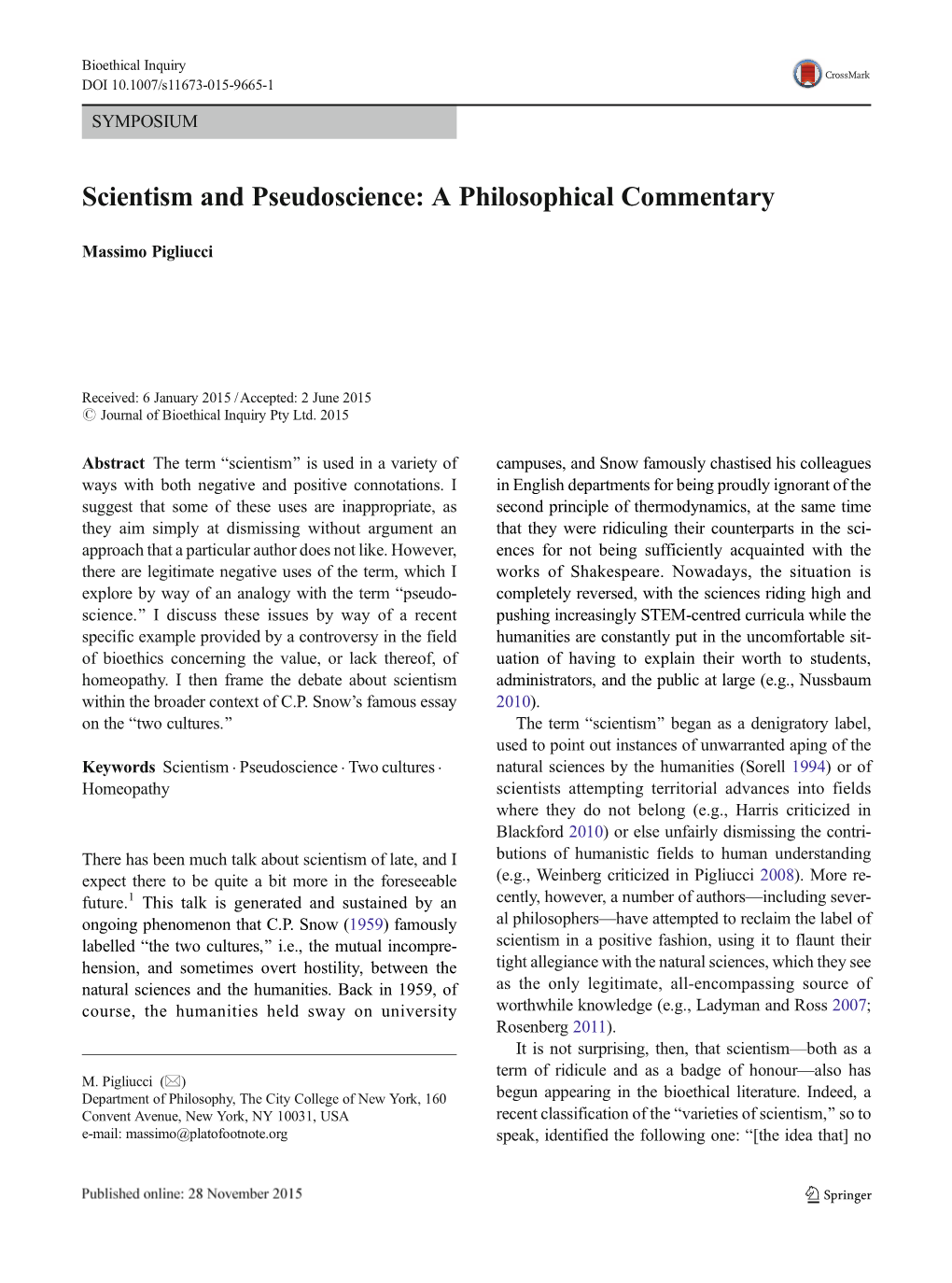 Scientism and Pseudoscience: a Philosophical Commentary