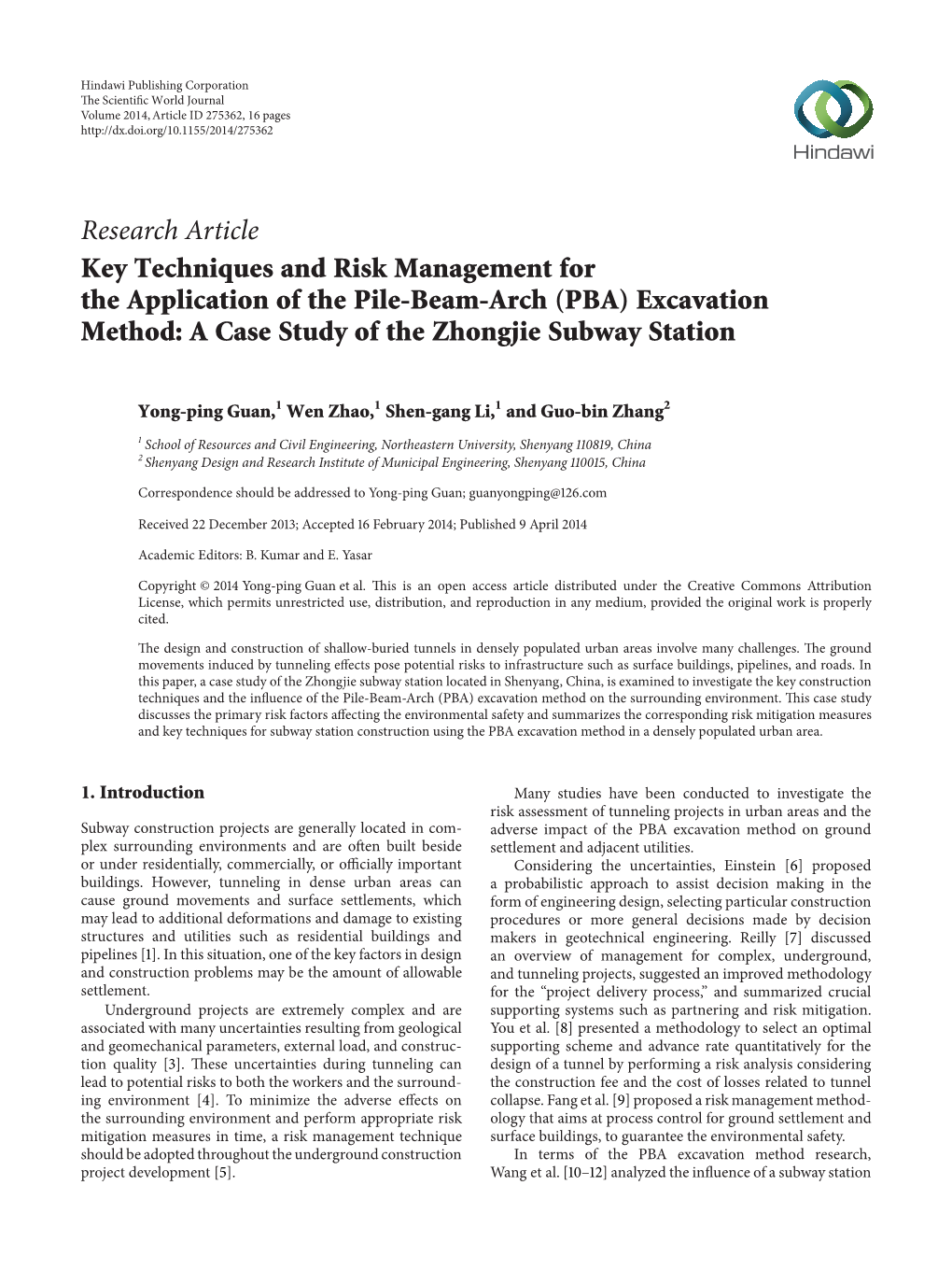 Key Techniques and Risk Management for the Application of the Pile-Beam-Arch (PBA) Excavation Method: a Case Study of the Zhongjie Subway Station