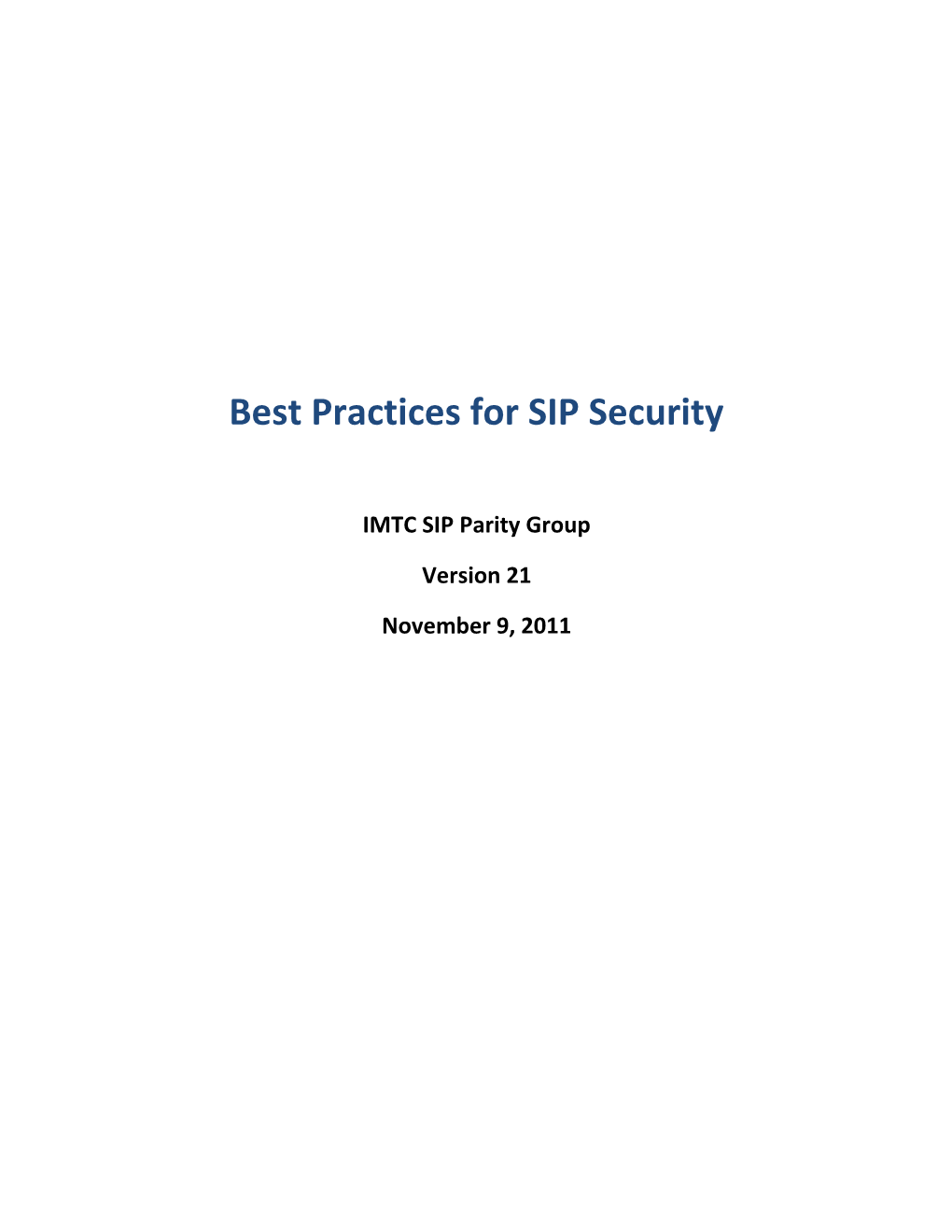 Best Practices for SIP Security