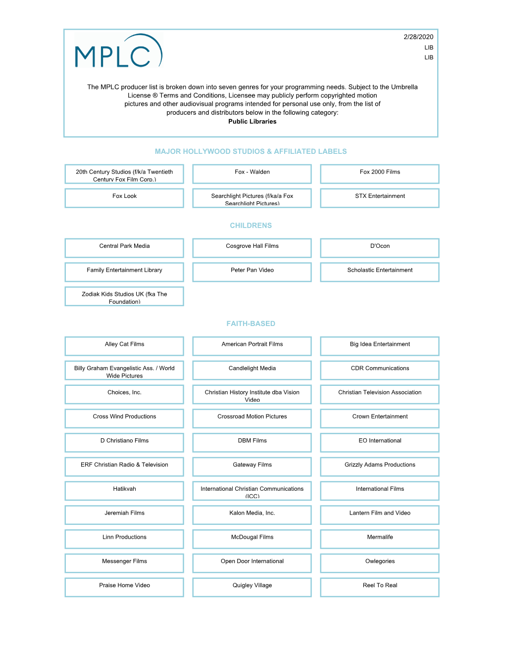 06 MPLC US Producer List by Product