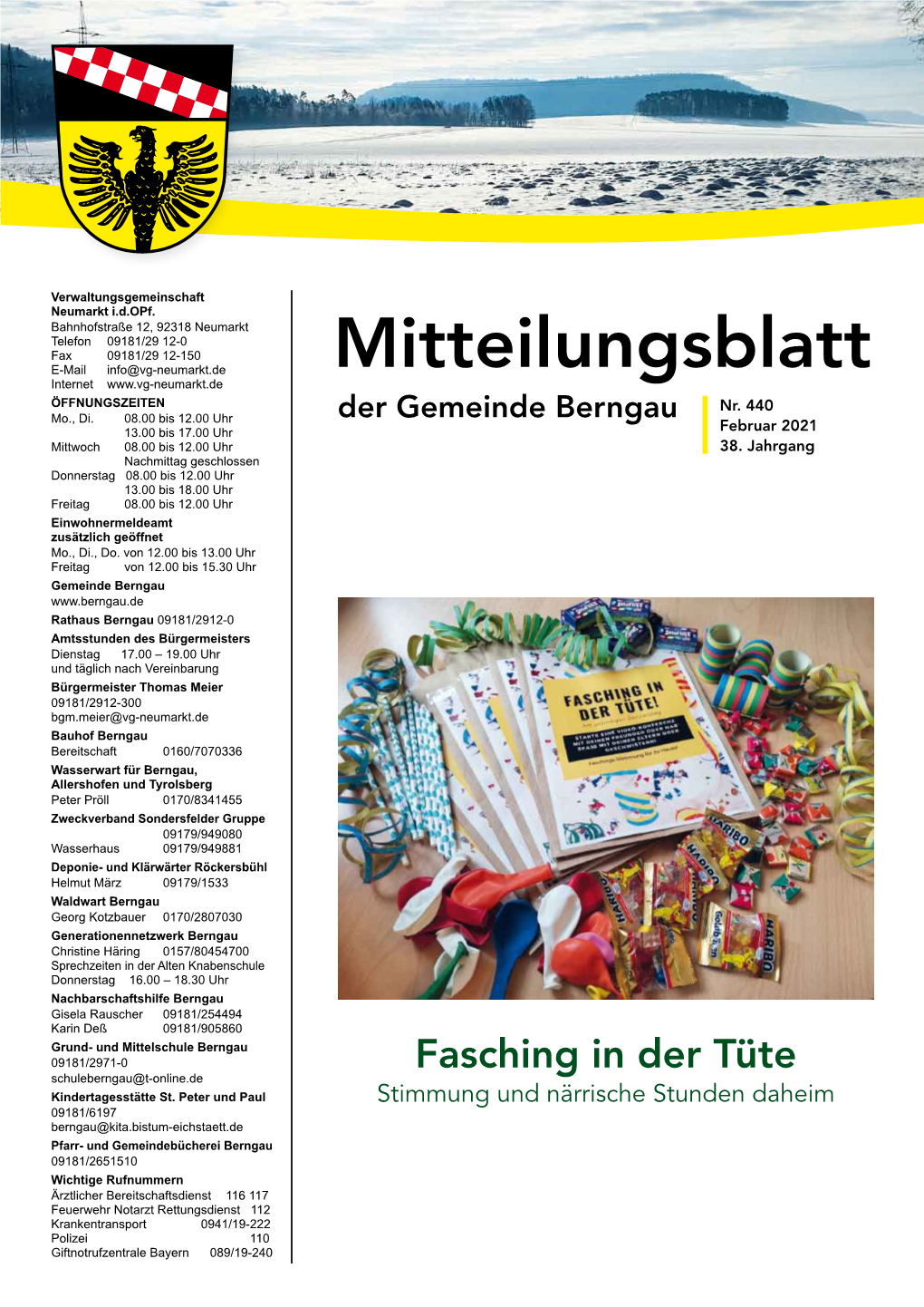 Mitteilungsblatt Internet ÖFFNUNGSZEITEN Der Gemeinde Berngau Nr