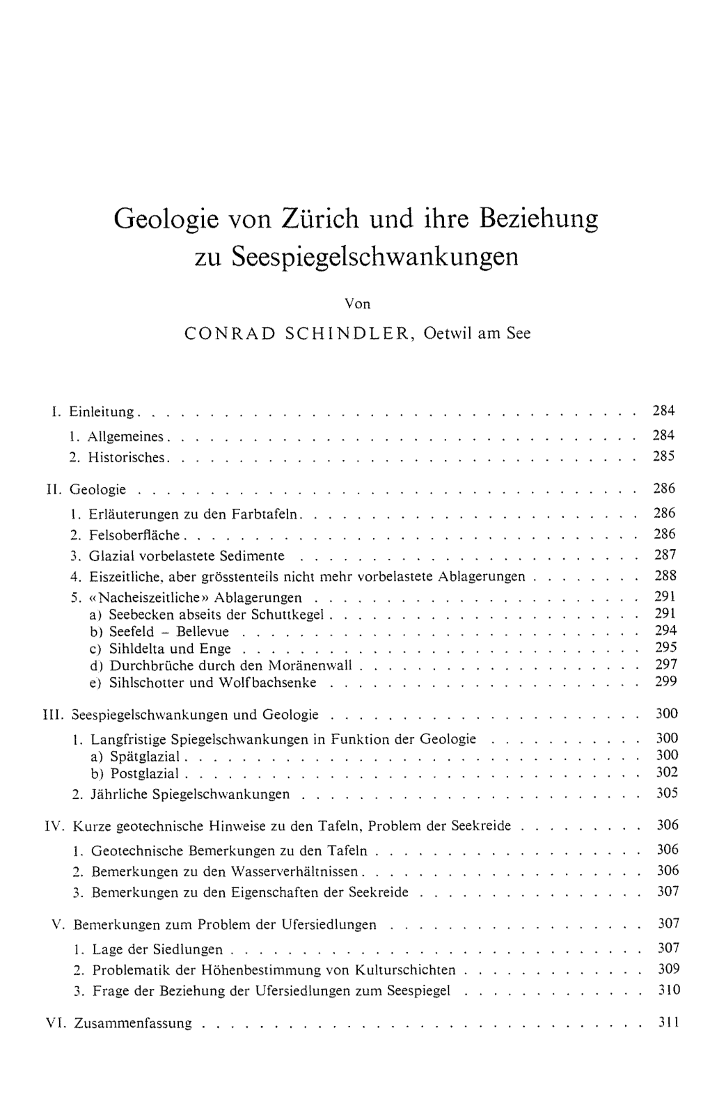 Geologie Von Zürich Und Ihre Beziehung Zu Seespiegelschwankungen