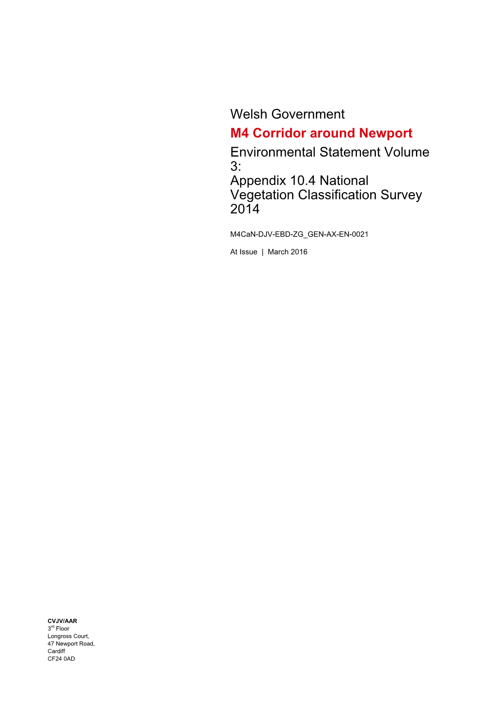 Appendix 10.4 National Vegetation Classification Survey 2014