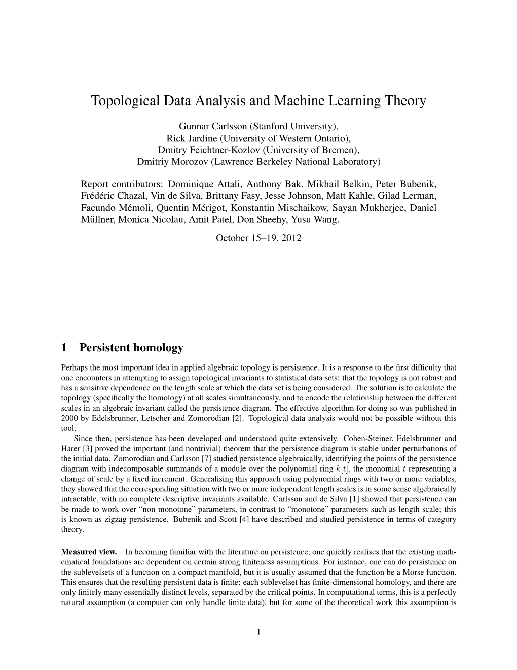 Topological Data Analysis and Machine Learning Theory