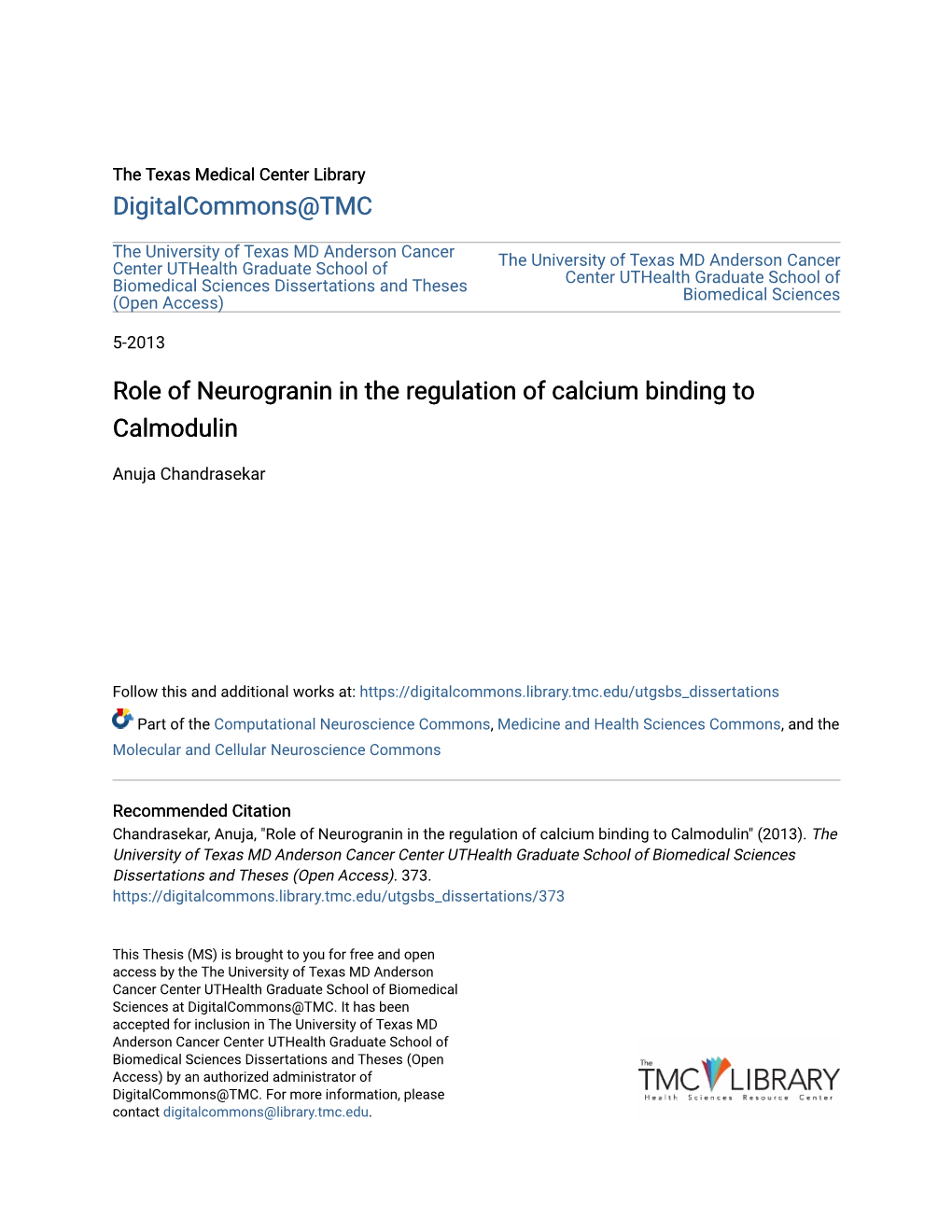 Role of Neurogranin in the Regulation of Calcium Binding to Calmodulin