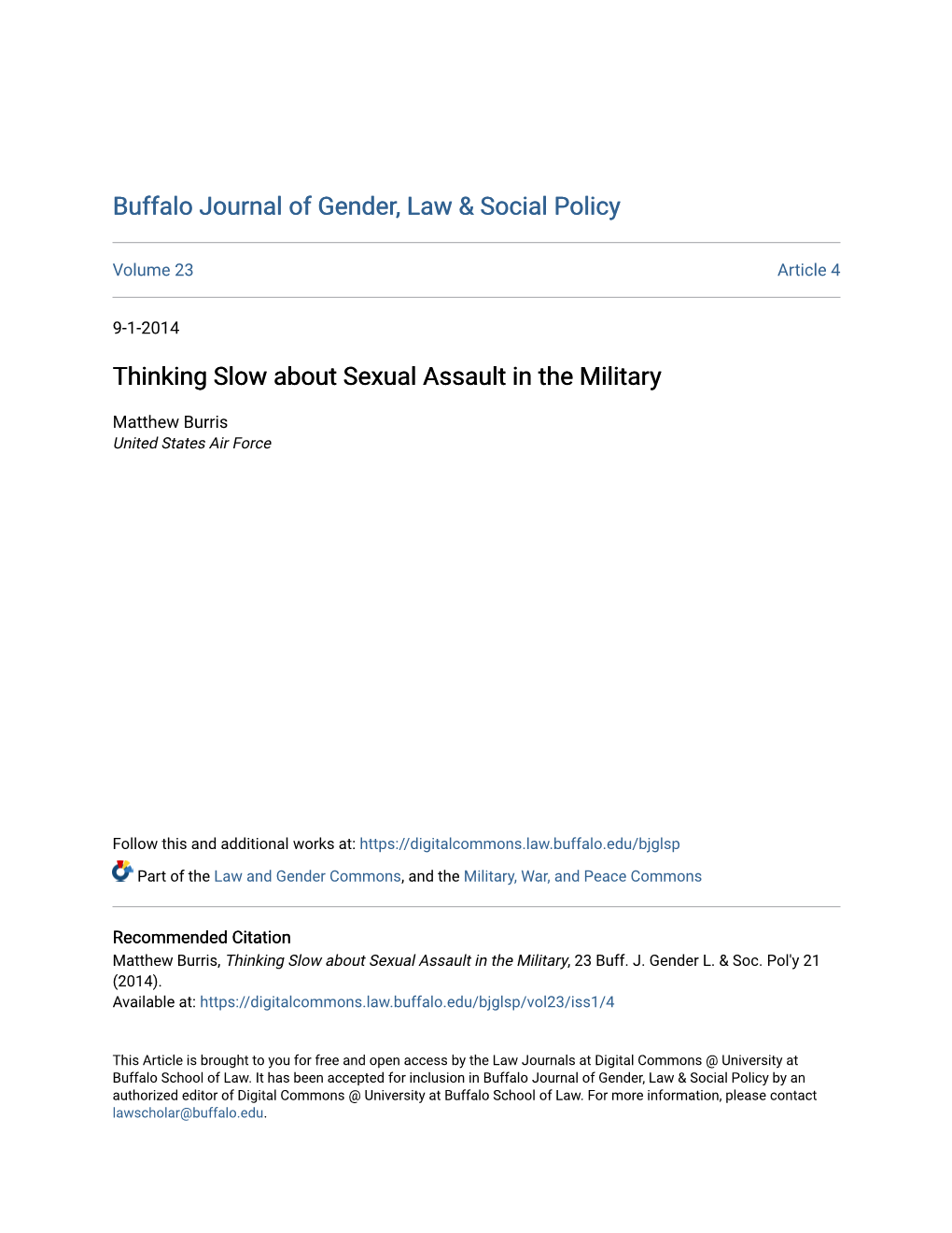 Thinking Slow About Sexual Assault in the Military