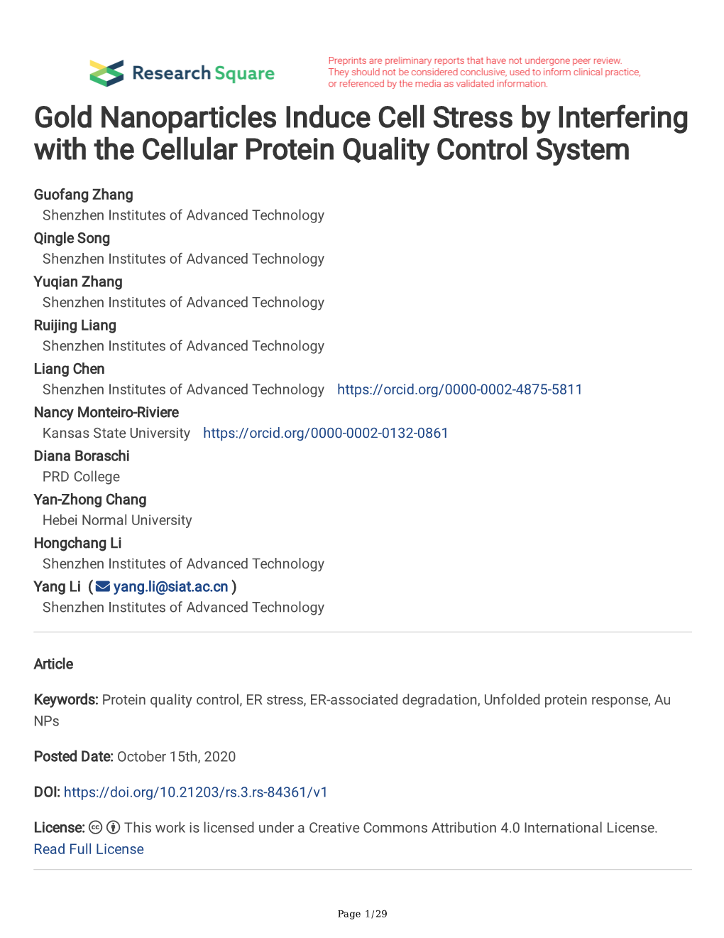 Gold Nanoparticles Induce Cell Stress by Interfering with the Cellular Protein Quality Control System