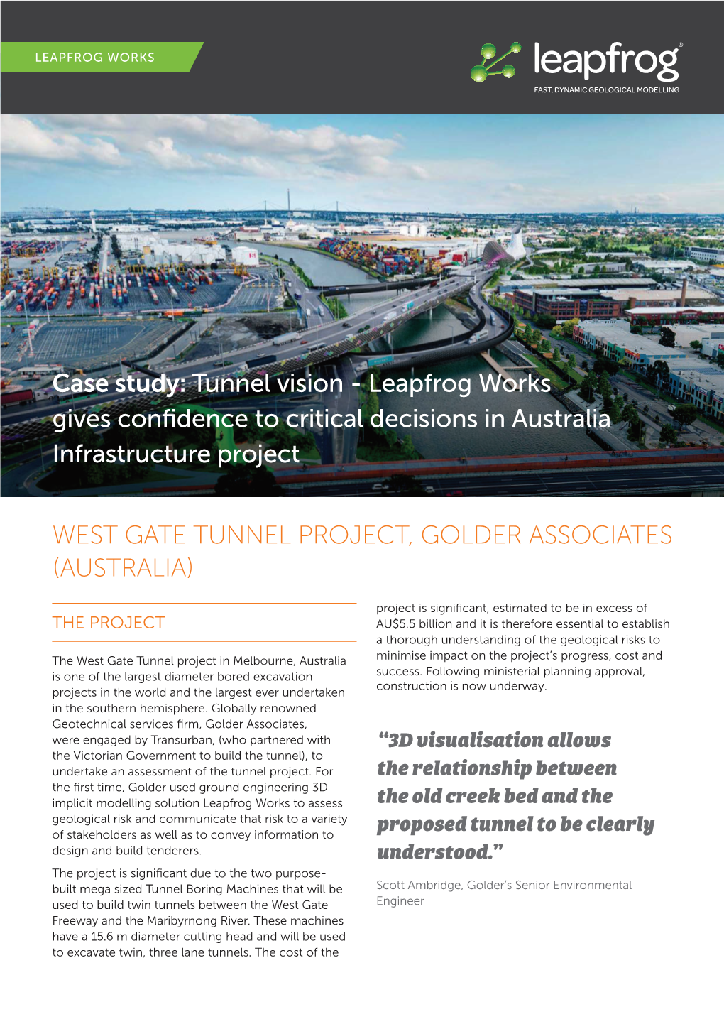 West Gate Tunnel Project, Golder Associates