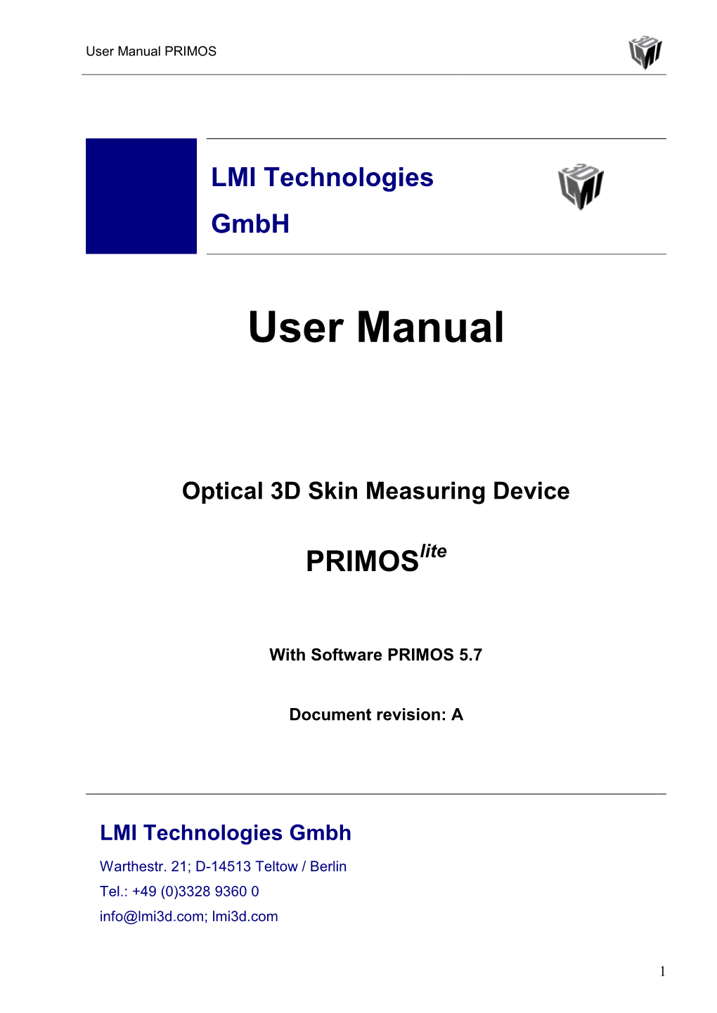 User Manual PRIMOS