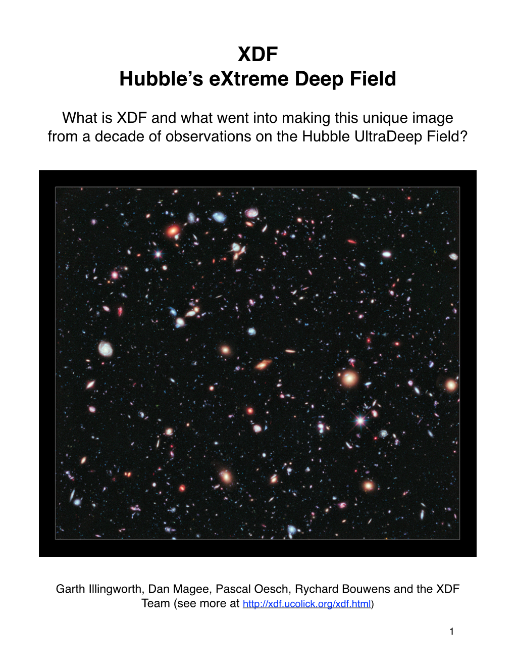 XDF Hubble's Extreme Deep Field
