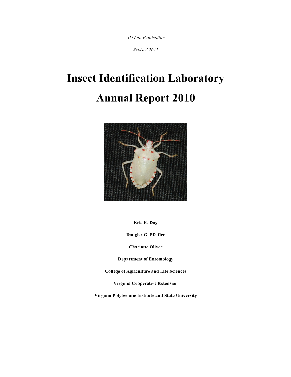 Insect Identification Laboratory Annual Report 2010