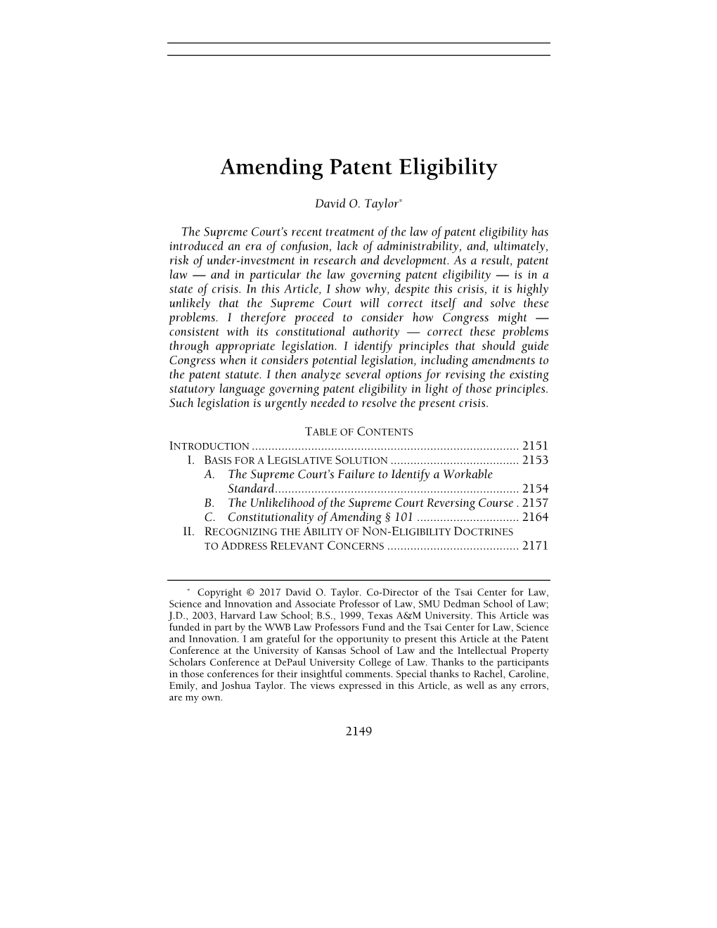 Amending Patent Eligibility