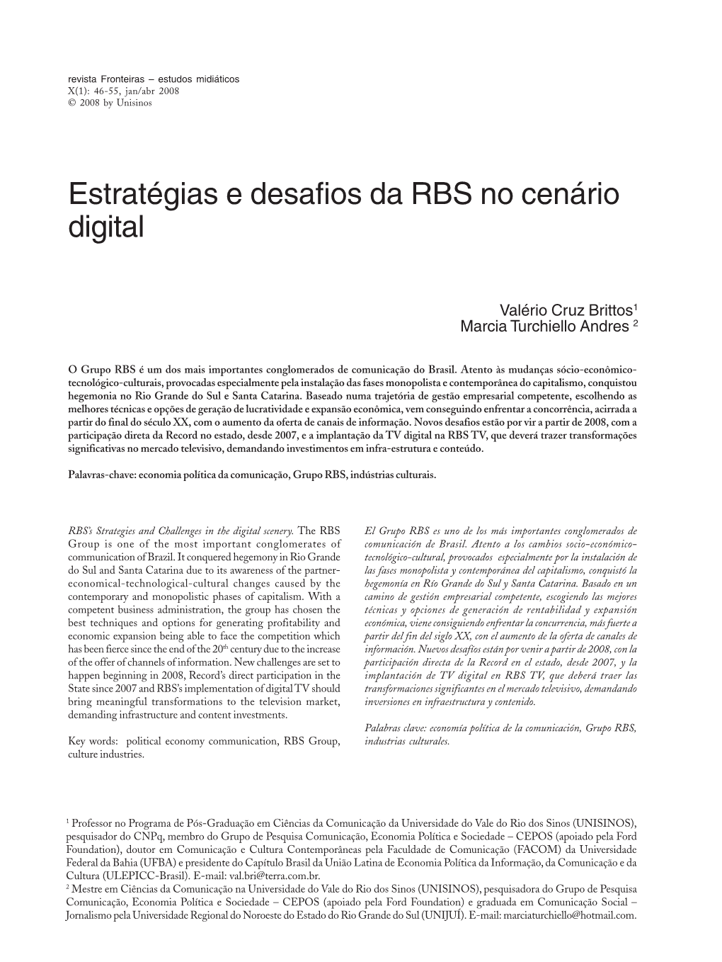 Estratégias E Desafios Da RBS No Cenário Digital