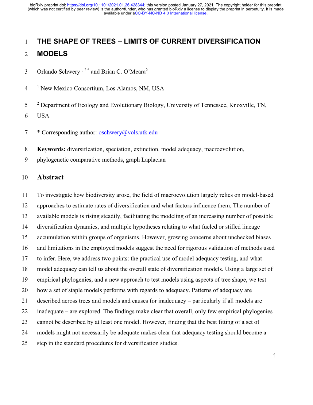 The Shape of Trees – Limits of Current Diversification Models