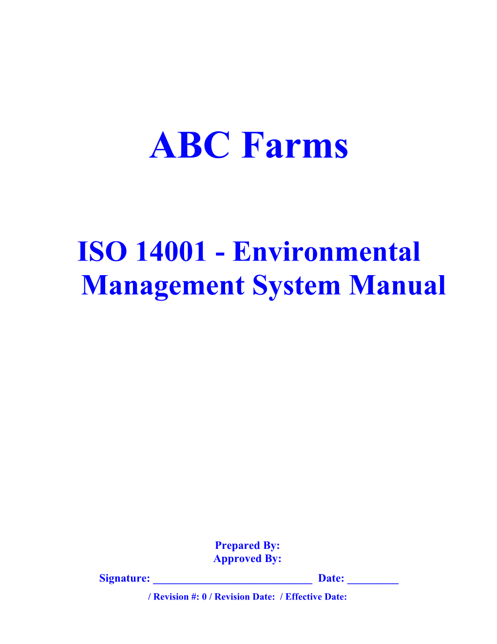 ISO 14001 - Environmental Management System Manual