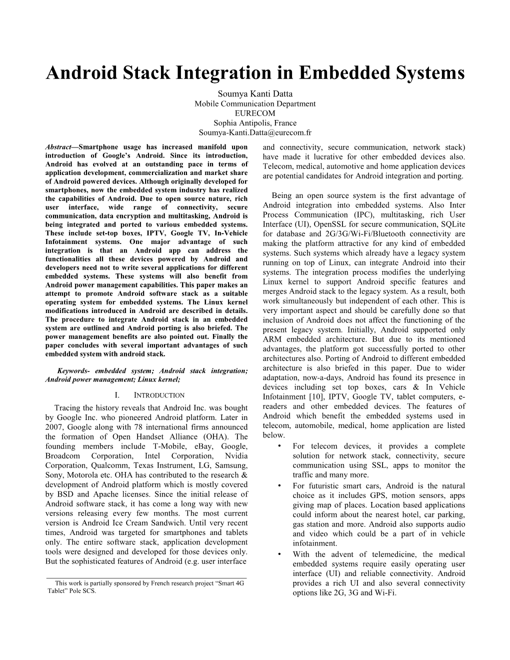 Android Stack Integration in Embedded System