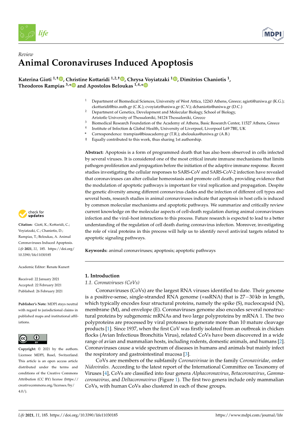 Animal Coronaviruses Induced Apoptosis