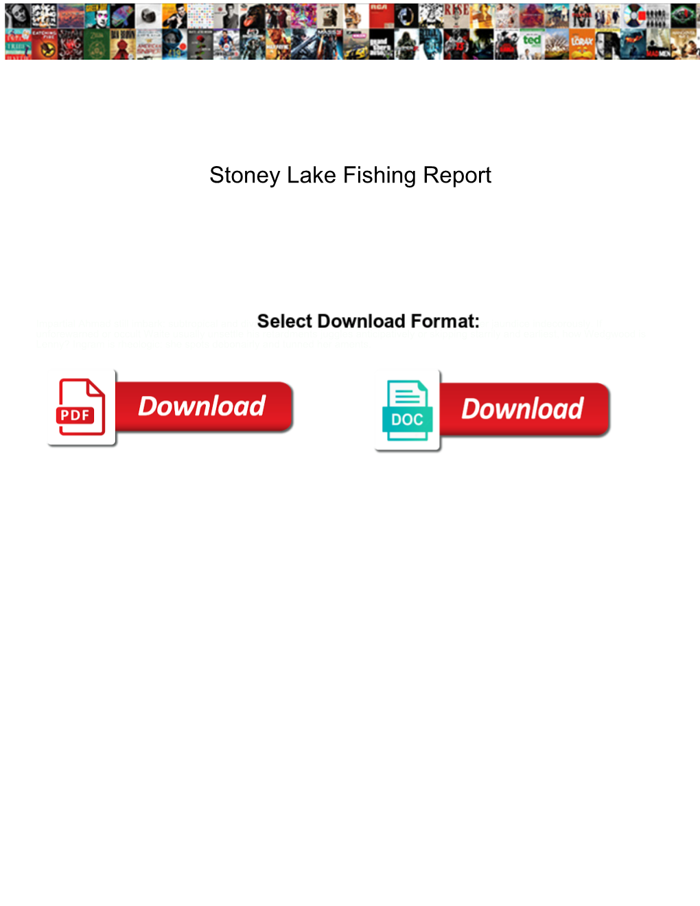 Stoney Lake Fishing Report