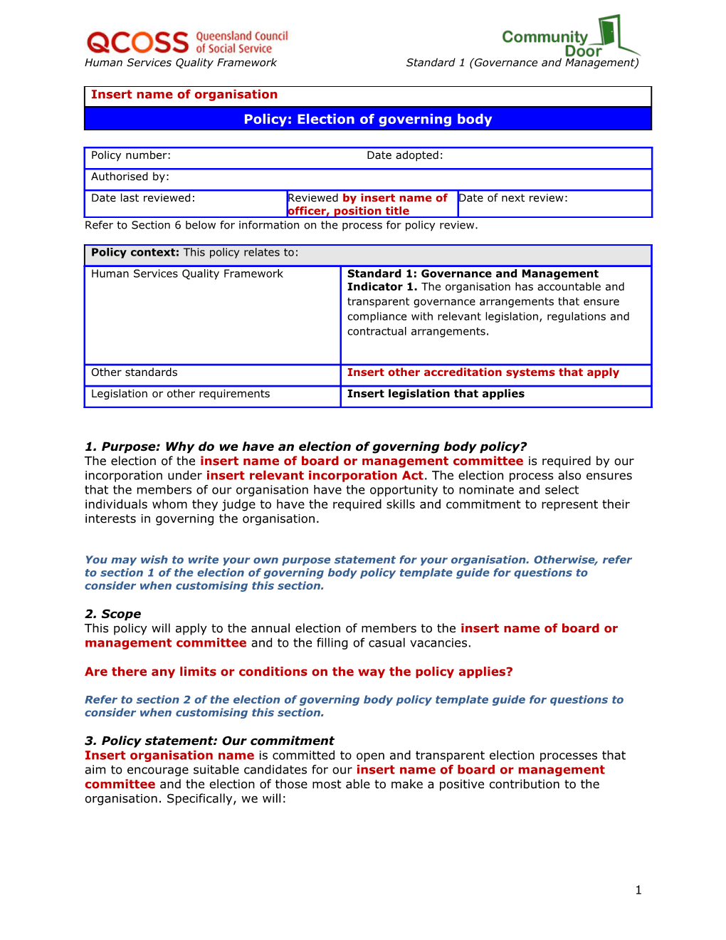 Guide To: FEEDBACK POLICY TEMPLATE