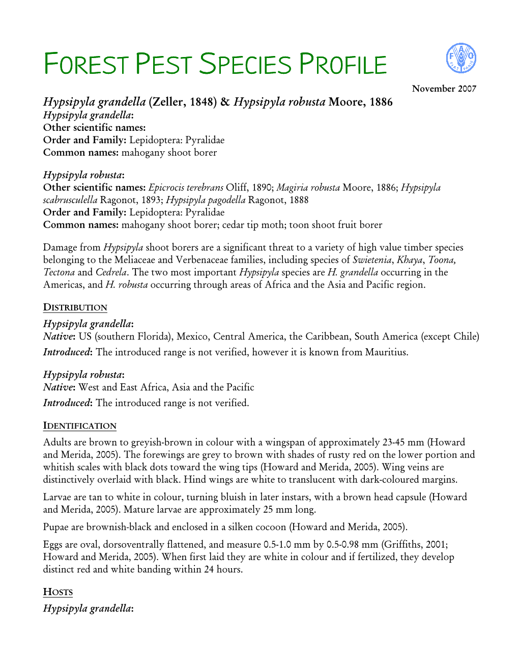 Forest Pest Species Profile