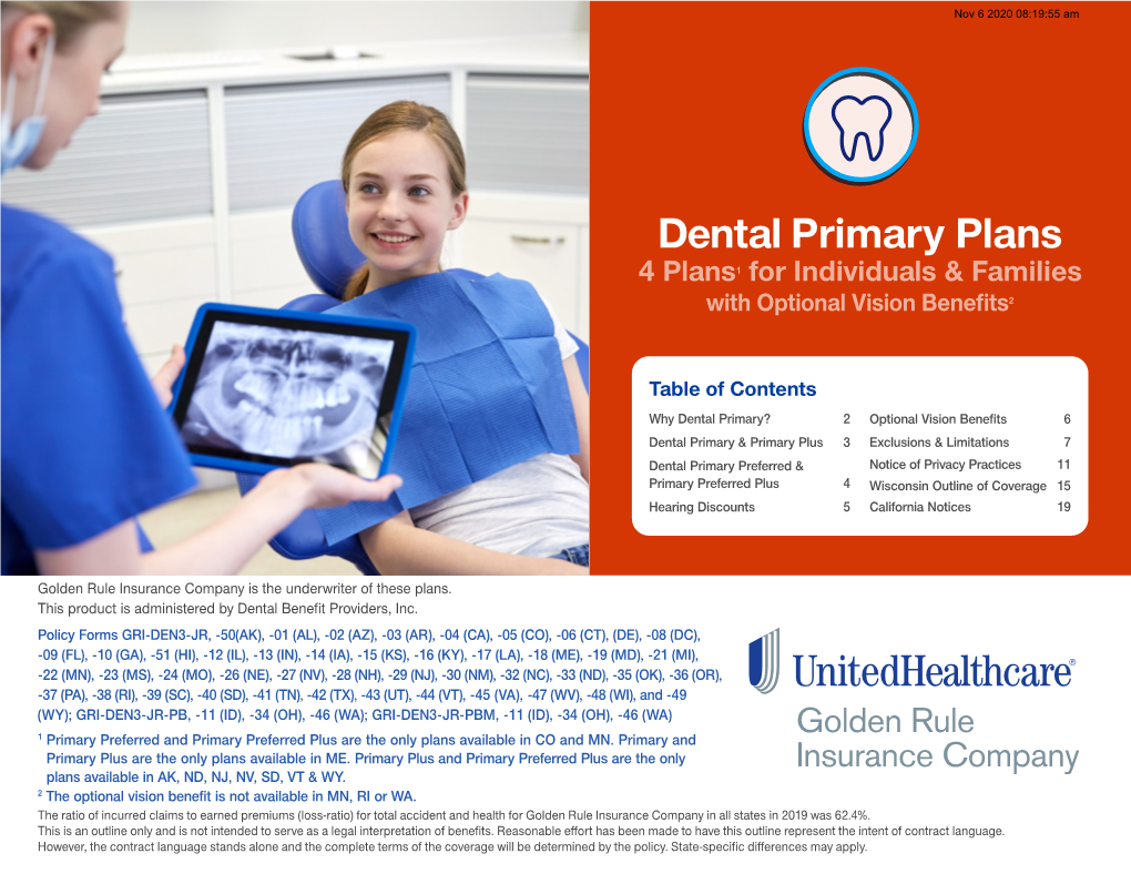 Dental Primary Plans for Individuals and Families | Unitedhealthone