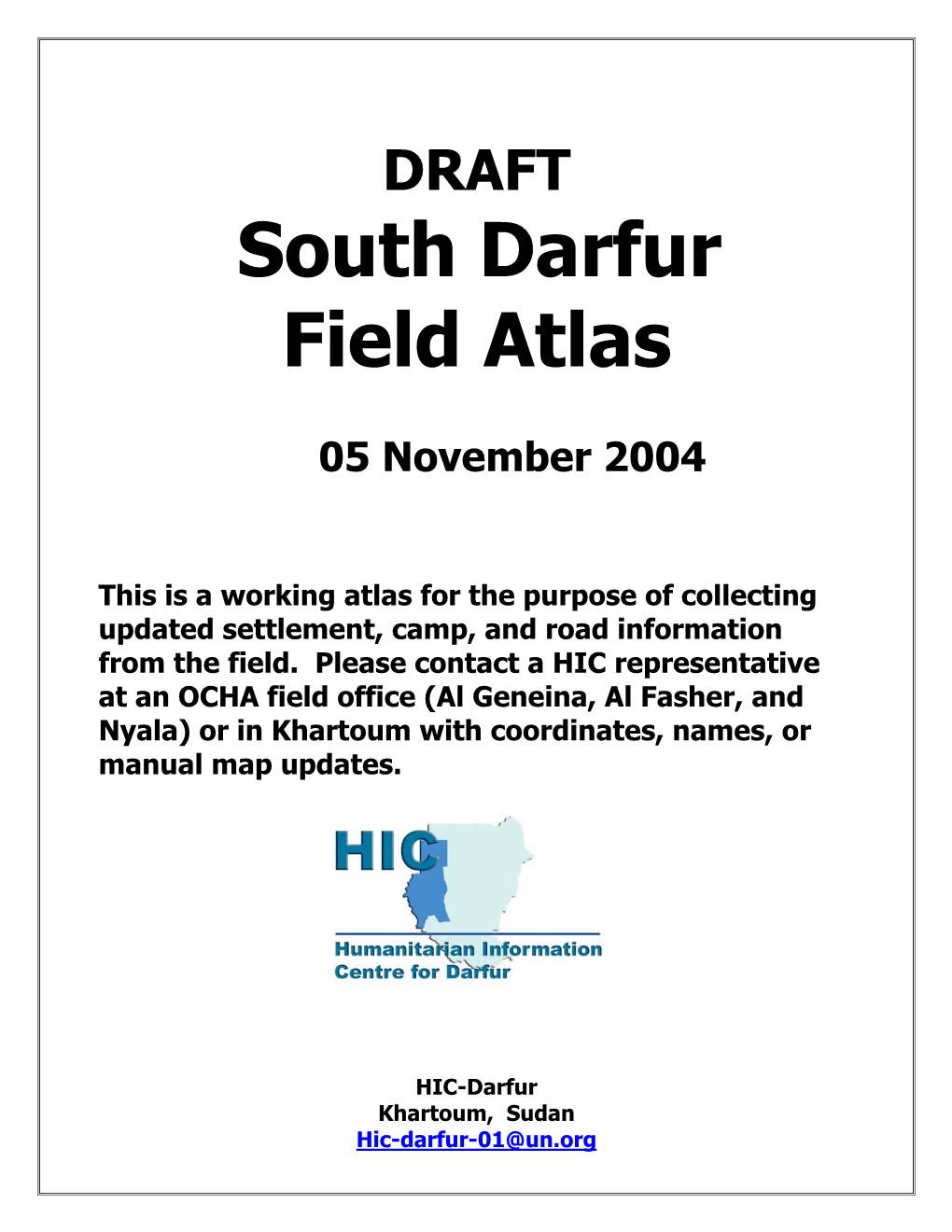 South Darfur Field Atlas