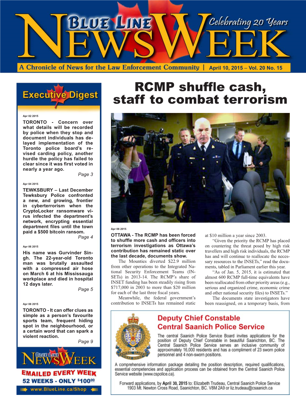 RCMP Shuffle Cash, Staff to Combat Terrorism