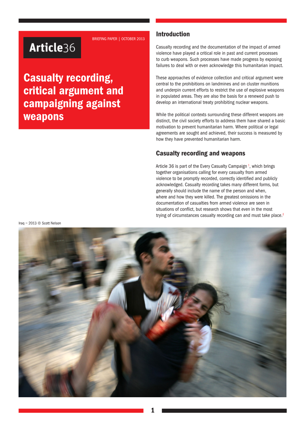 Casualty Recording, Critical Argument and Campaigning Against Weapons