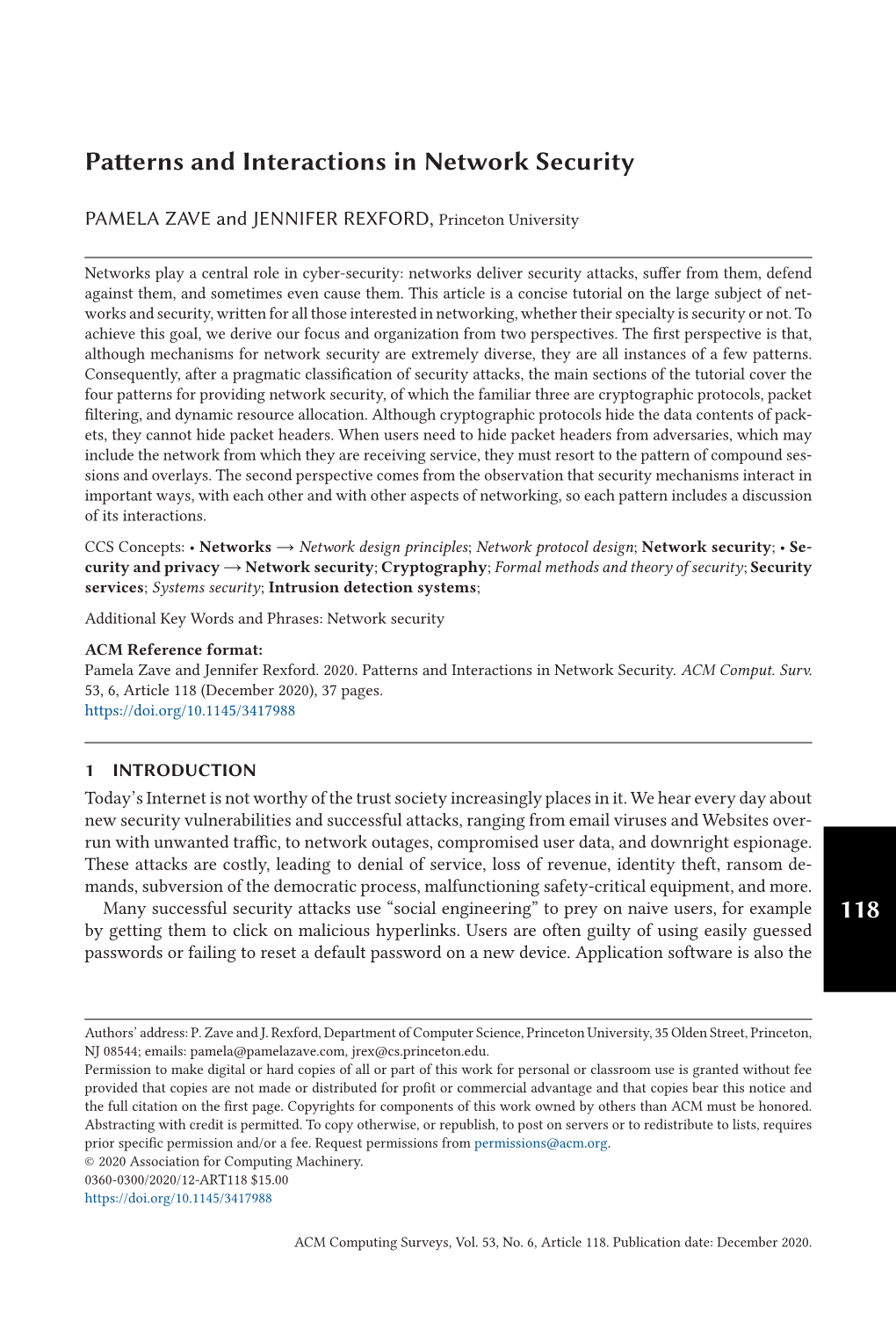 Patterns and Interactions in Network Security