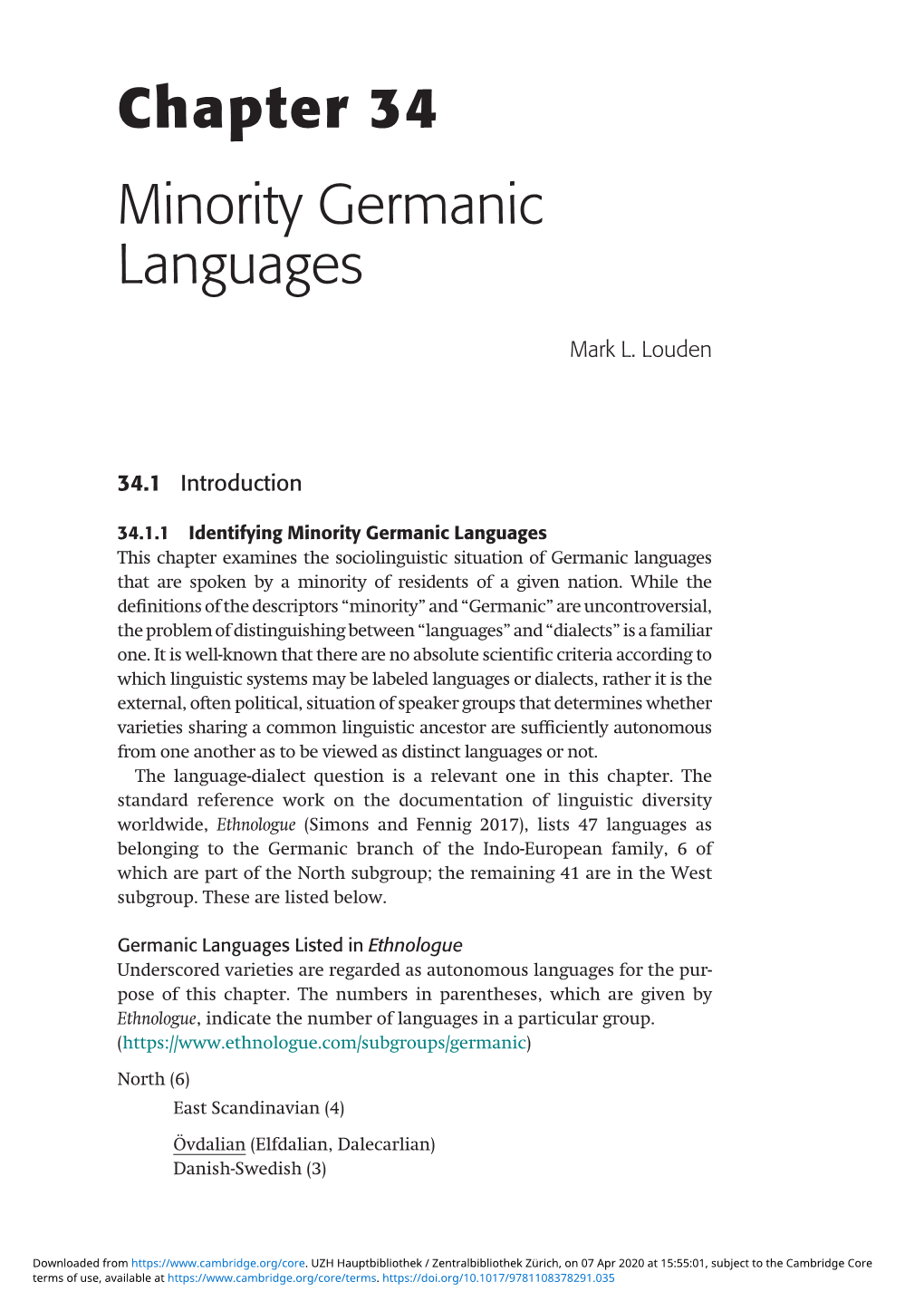 Chapter 34 Minority Germanic Languages