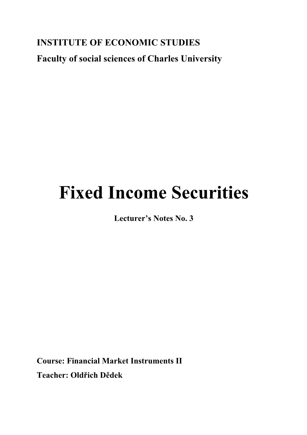 Fixed Income Securities